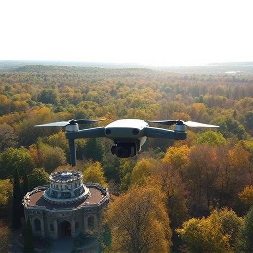 Imagen de un drone capturando un paisaje de un parque natural en la comunidad de Madrid para el programa 'Eco Madrid'.