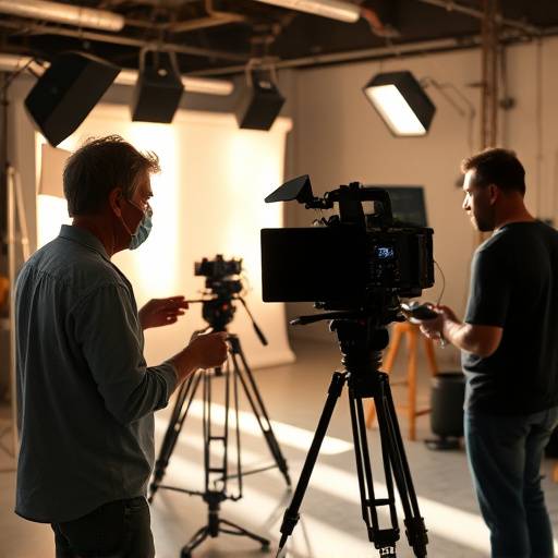 Imagen del equipo de grabaci칩n filmando a un artista en su estudio para el documental 'Detr치s del Arte'.